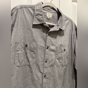 J.Crew Men’s Workshirt Med Gray 100% Cotton Twill Utility Button Pockets Casual